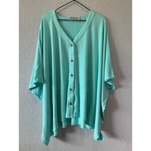 Soft Surroundings Blue Oversized Button Down Poncho Top One Size